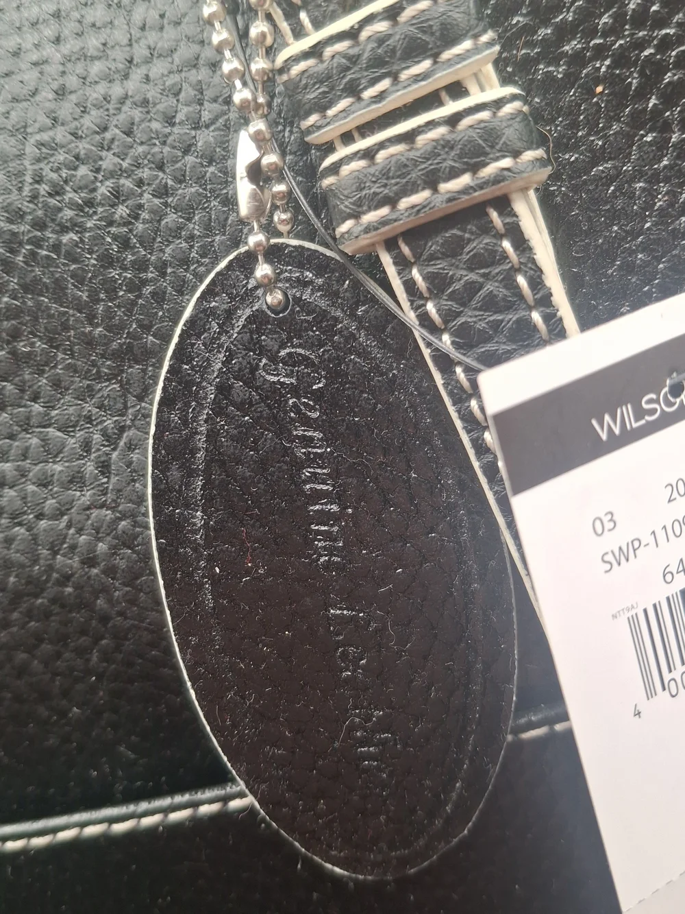 Wilsons Leather Black Laptop Tote with Contrast Stitching